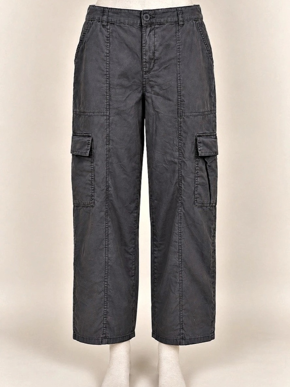 Social Standard by Sanctuary XL Portside Cargo Crop Pants Gray Cotton Stretch